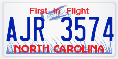 NC license plate AJR3574