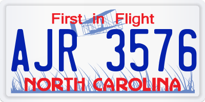 NC license plate AJR3576