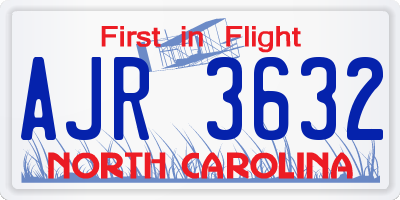 NC license plate AJR3632