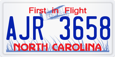 NC license plate AJR3658