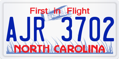 NC license plate AJR3702