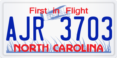 NC license plate AJR3703