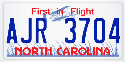 NC license plate AJR3704