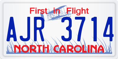 NC license plate AJR3714