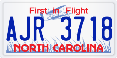 NC license plate AJR3718