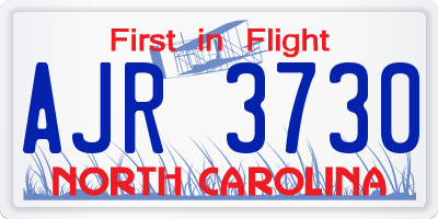 NC license plate AJR3730