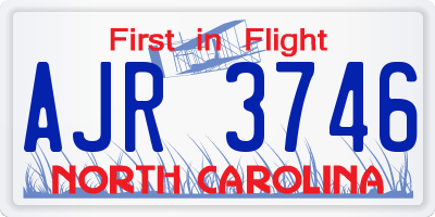NC license plate AJR3746
