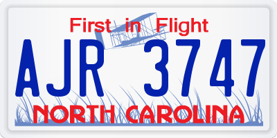 NC license plate AJR3747