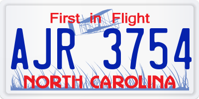 NC license plate AJR3754