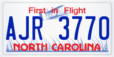 NC license plate AJR3770