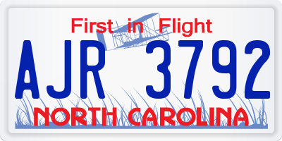 NC license plate AJR3792