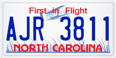 NC license plate AJR3811