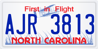 NC license plate AJR3813