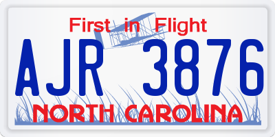 NC license plate AJR3876