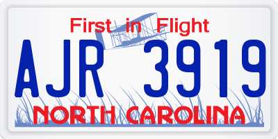 NC license plate AJR3919