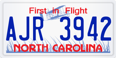 NC license plate AJR3942