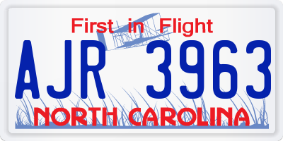 NC license plate AJR3963
