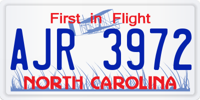 NC license plate AJR3972