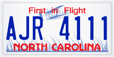 NC license plate AJR4111