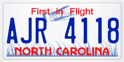 NC license plate AJR4118