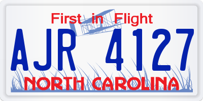 NC license plate AJR4127