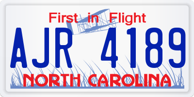 NC license plate AJR4189