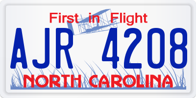 NC license plate AJR4208