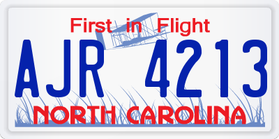 NC license plate AJR4213