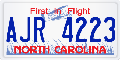 NC license plate AJR4223