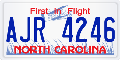 NC license plate AJR4246