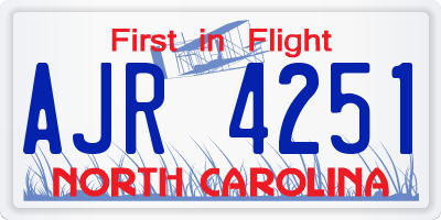 NC license plate AJR4251