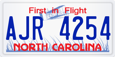NC license plate AJR4254