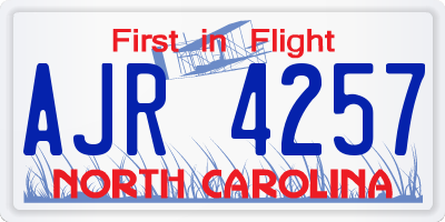 NC license plate AJR4257