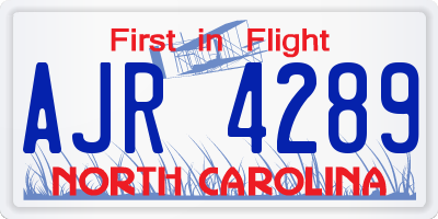 NC license plate AJR4289