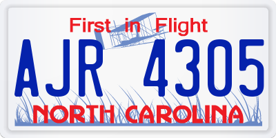 NC license plate AJR4305