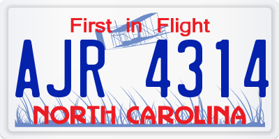 NC license plate AJR4314