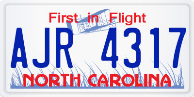 NC license plate AJR4317