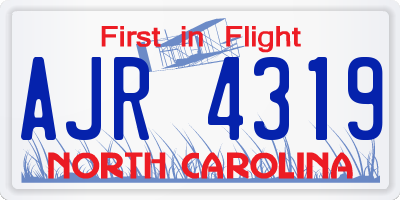 NC license plate AJR4319