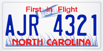 NC license plate AJR4321