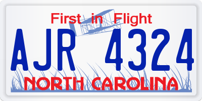 NC license plate AJR4324