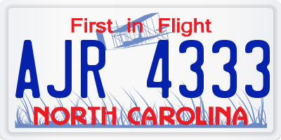 NC license plate AJR4333