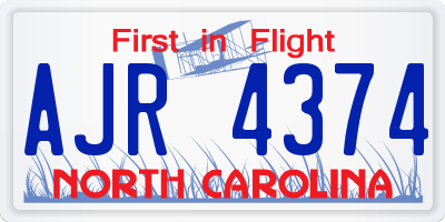 NC license plate AJR4374