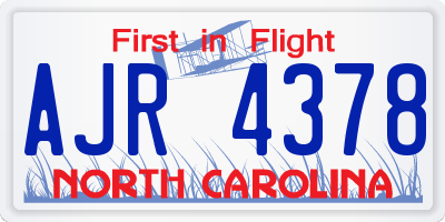 NC license plate AJR4378