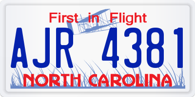 NC license plate AJR4381