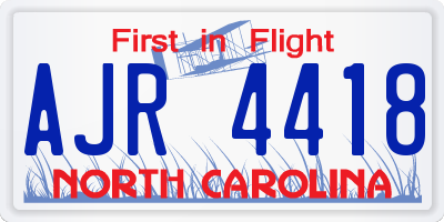 NC license plate AJR4418
