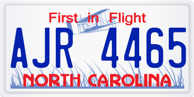 NC license plate AJR4465