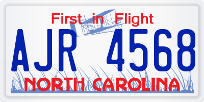 NC license plate AJR4568