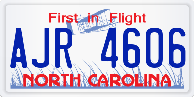 NC license plate AJR4606