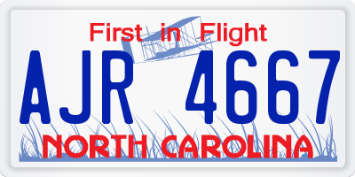 NC license plate AJR4667