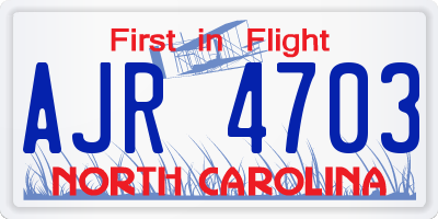 NC license plate AJR4703